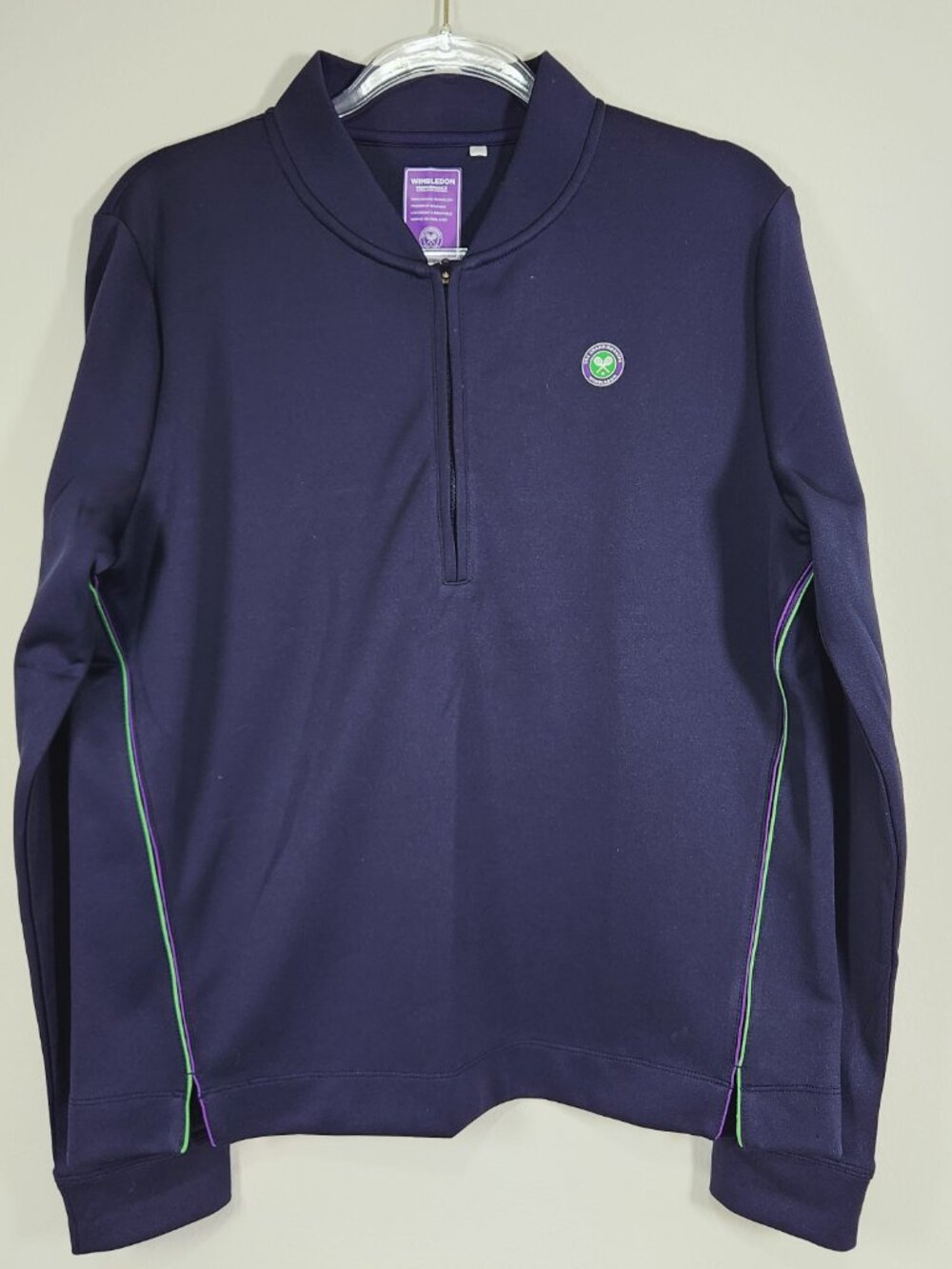 Wimbledon Official Womens XL 1/4 Zip Performance Pullover Blue Tennis Top